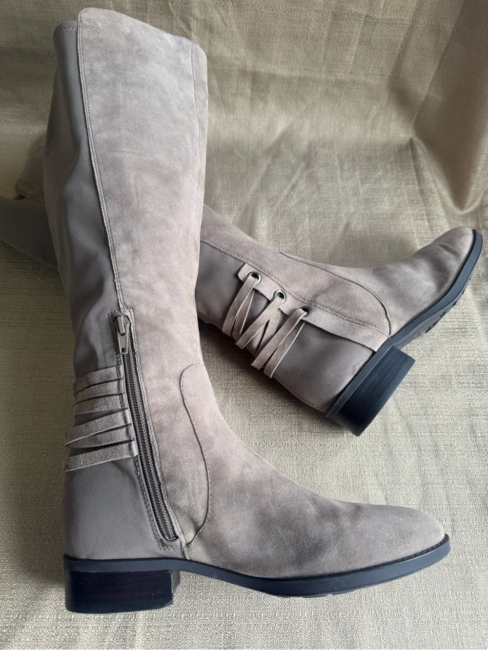 Vince Camuto Pauletta VC-Pauletta Knee High Boots Taupe Leather 7.5 W